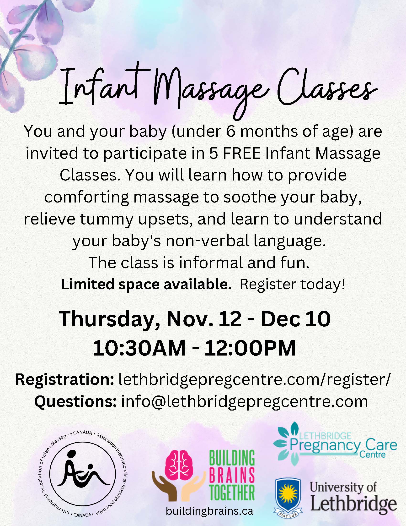 Infant Massage Classes Fall 2026